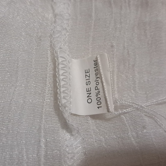 B32 Boho Kimono Swim Coverup OSFM White Tie Front Lace Patchwork Cap Sleeve - Picture 10 of 10